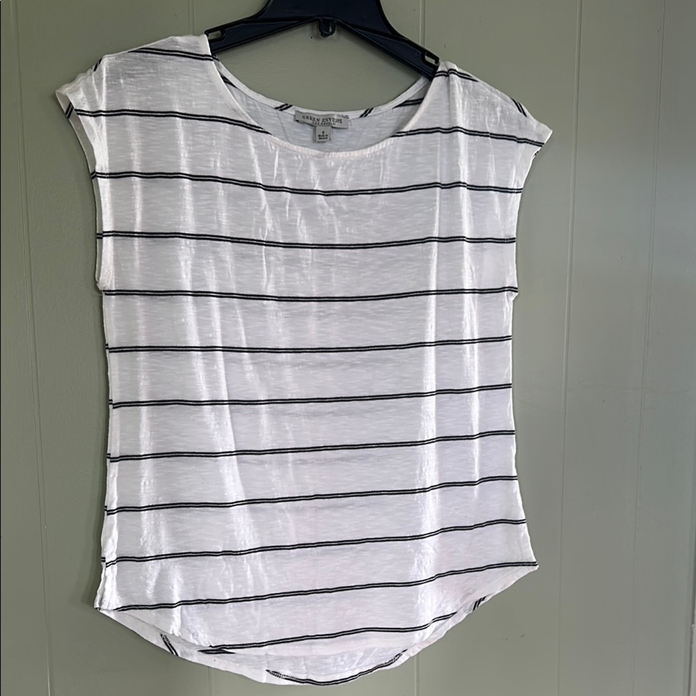 Madewell White and Black Cap Sleeve Relaxed T-Shirt